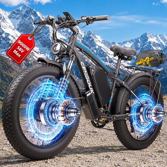 Peak 9000W Dual Motor Ebike 58V36Ah High-Capacity Long Range Electric Bike