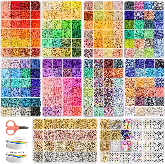 Redtwo 30000 Clay Beads Kit with 2300 Gold Spacer Beads Set for Jewelry Making