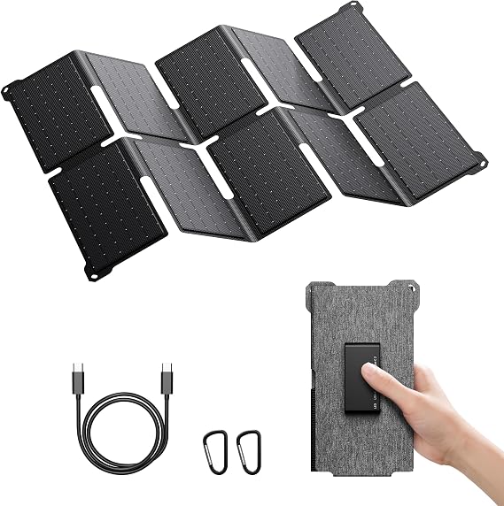 [Upgraded] BigBlue 35W Solar Charger with Fast Charging USB-A/PD 25W USB-C