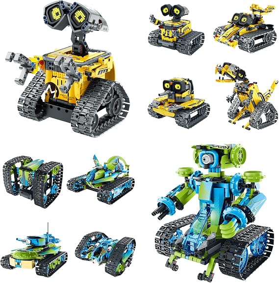 Sillbird Bundle - 2 Items Robot Car Building Kit with Remote Control Christmas STEM Gifts for Boys Ages 8-14, Technic Coding Stunt Racer Toys for Kids Birthday, Buildable 5in1 Models