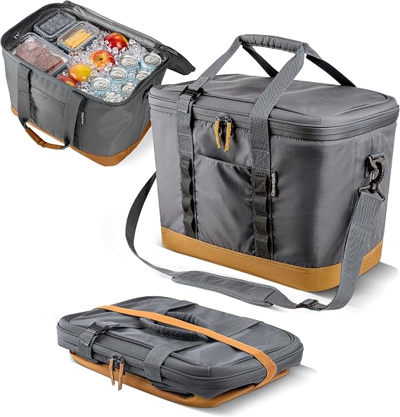 CleverMade Pacifica Collapsible Cooler, Large Insulated Bag, Cool Gray