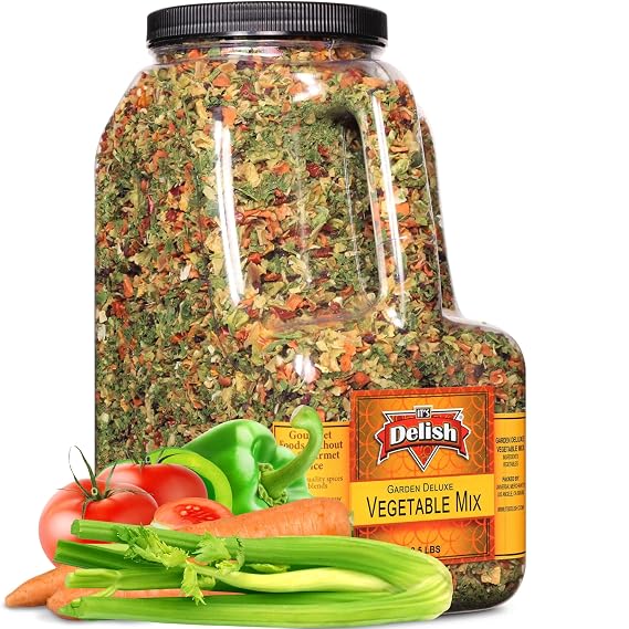 Garden Deluxe Vegetable Soup Mix by Its Delish, 3.5 LB Gallon Size Jug | 16 Natural Dehydrated Vegetables for Ramen Noodles, Soup Greens with Beets | Freeze Dried Veggie Blend | No MSG, Vegan, Kosher
