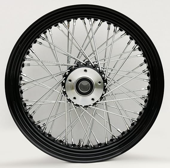 Ultima Black 60 Spoke Rear Wheel, 16"x 3.5" w/Black Billet Style Hub, 2000 & Later Pulley & Rotor, 36-657