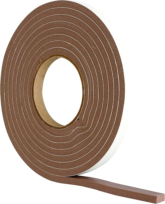 Extra Thick Draught Excluder Strip (3.5m Brown Rubber Foam for gaps 4-7mm)