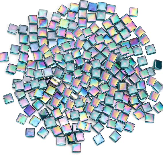 Iridescent Glass Mosaic Tiles for Crafts Bulk Mosaic Pieces 160pcs
