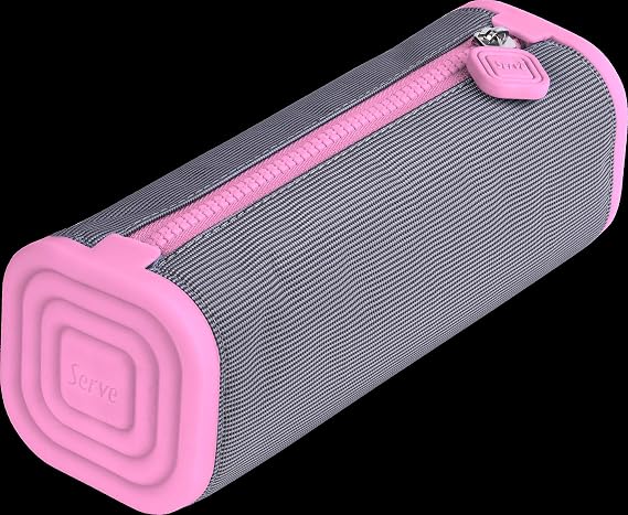 SERVE PRISMO Square Pencil CASE, Light Gray and Candy Pink