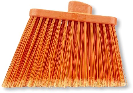 SPARTA Plastic Broom Head, Angled, Flagged for Small Debris Indoor, Outdoor, Home, Restaurant, Lobby, Office, 12 Inches, Orange