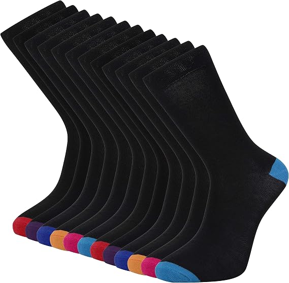 Black Socks for Men in Heel and Toe Style, Men’s Socks Multipack 6-11 UK