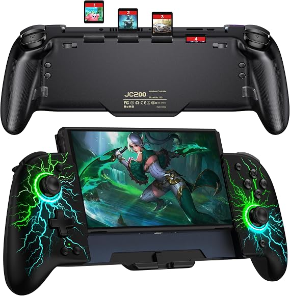 Elegamefy One-Piece Joypad Controller Replacement for Nintendo Switch Controller/OLED Switch Pro Controller with Cool RGB Light/Programmable/Dual Vibration/Turbo/Wakeup