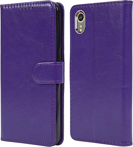 For Samsung Galaxy Xcover7 Case Leather Wallet Book Flip Stand View Phone Cover with Card Holder Slots Compatible with Galaxy X Cover 7 (Purple)