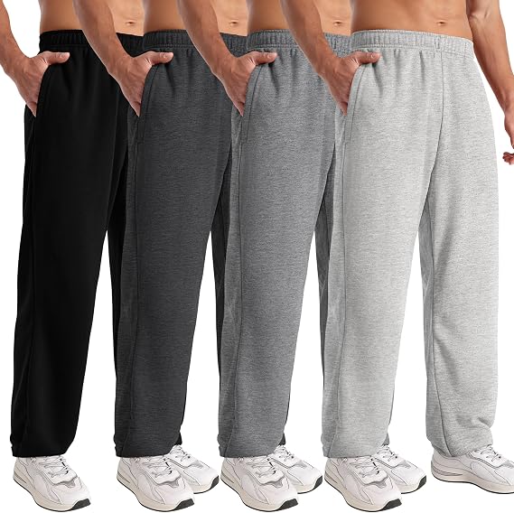 4 Pack Mens Sweatpants Athletic Joggers Sweat Pants with Pockets Drawstring