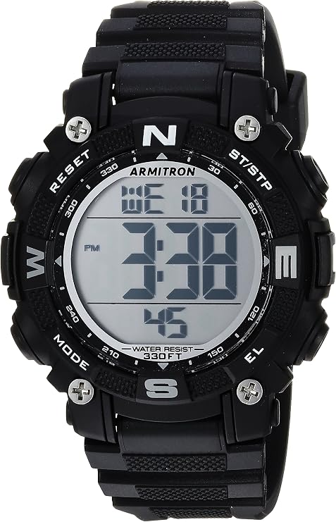 Armitron Sport Women's 45/7099 Digital Chronograph Resin Strap Watch Black, Black, Modern