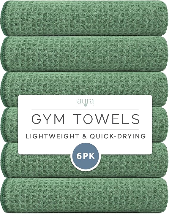S&T INC. Microfiber Gym Towels, 6 Pack, 16" x 27"