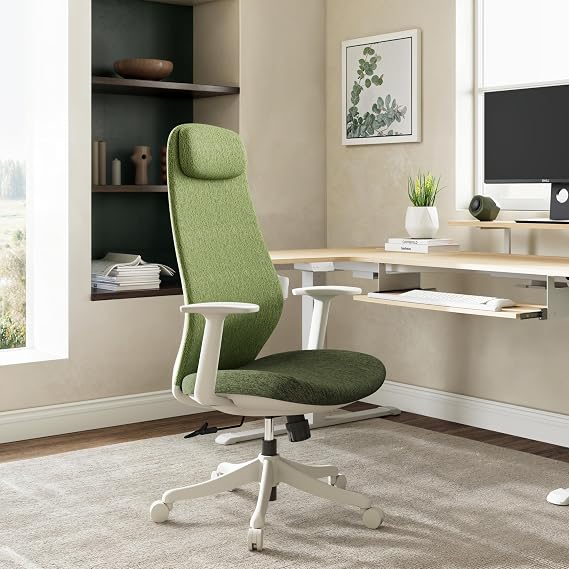 EUREKA ERGONOMIC Mesh Office Chair, Ergonomic Office Desk Chair with Adjustable Headrest, Comfy Home Desk Chair with Adjustable Lumbar Support, High Back Office Chair with Arms and Wheels, Green