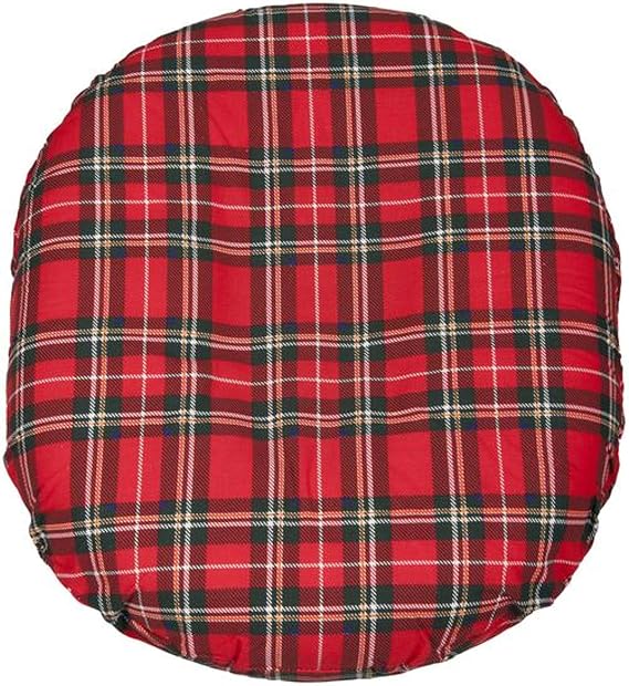 PCP Foam Ring Cushion, Removable Cover, Plaid Cover, 18 inches