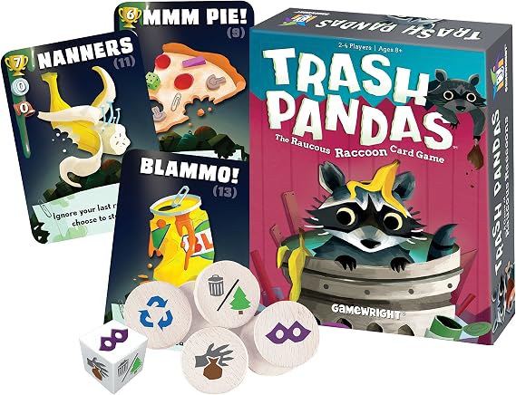 Gamewright Trash Pandas Push-Your-Luck Family Card Game | Board Games for Kids Ages 8& Up | Raccoon Treasure Stash Fun for 24 Players | Quick & Silly Game Night Favorite