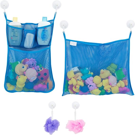 Comfylife 2 x file banyo oyuncak düzenleyici + 6 ultra güçlü kanca, küvet oyuncak ve banyo için mükemmel ağ, bu çok yönlü düzenleyici çantalar banyo oyuncağını kolaylaştırır, çocuklar, küçük çocuklar ve yetişkinler için 2er-Set Mavi th-1-blue