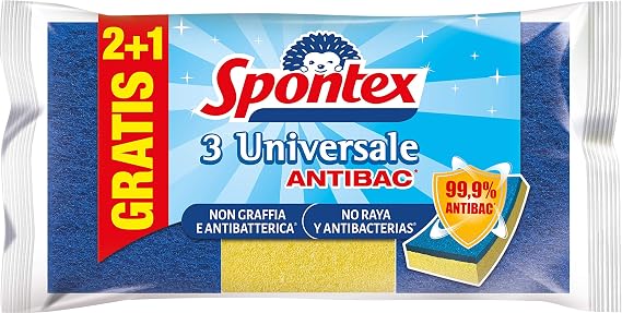 Spontex Universal Gentle Sponge 2+1, Blue, Unique, 20 Units