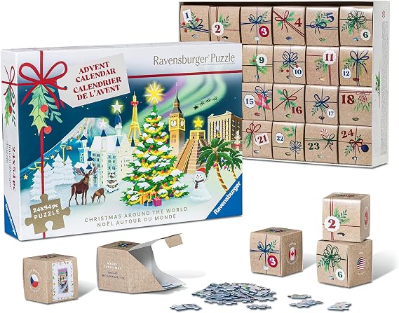 Ravensburger - Holiday Puzzle Advent Calendar - 24 Mini Jigsaw Puzzles with 1000+ Pieces - Unique Winter Scenes for Daily Christmas Surprises - Premium Quality - Ages 12+