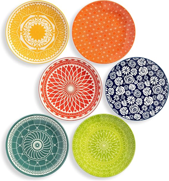 Annovero Salad Plates, 8.5 Inch, Microwave & Dishwasher Safe, Set for 6