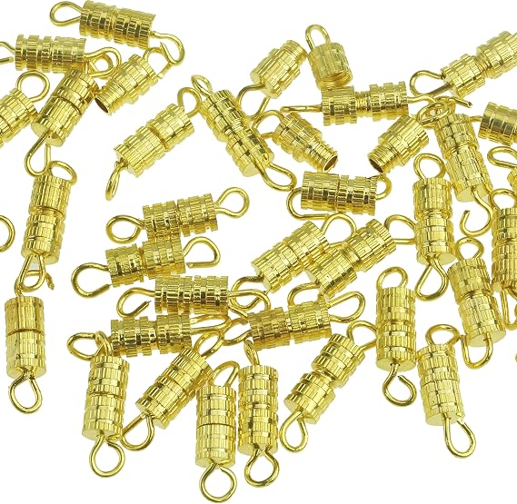 Clasps - 100 Pieces 4 x 15 mm - Barrel Screw Type Clasp - Perfect for Jewerly Making - with Kare & Kind Retail Packaging (Gold)