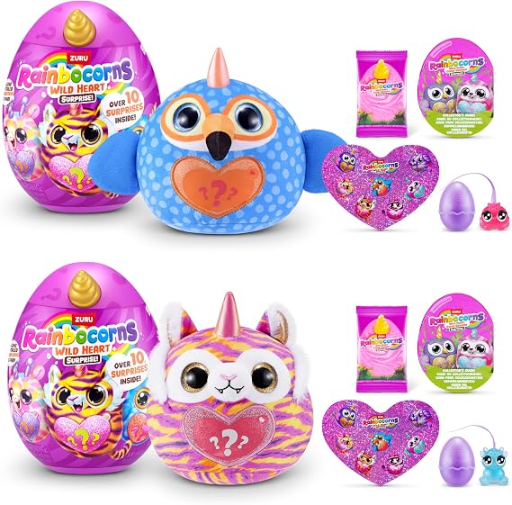 Rainbocorns Wild Heart Surprise 2 Pack by ZURU Collectible Plush Toy with Surprises, Mystery Egg for Girls & Boys Ages 3+