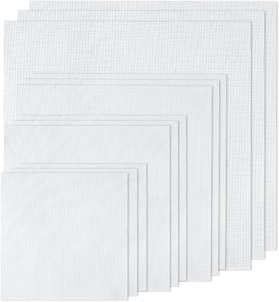 12 PCS Aida Cloth 14 Count, 4 Sizes White Cross Stitch Fabric for Craft Embroidery, Classic Reserve Aida Cloth for Embroidery Beginner, Needlework, Cross Stitch (5.9 to 11.8inch)