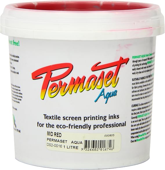 Permaset Aqua Fabric Standard Cover Screenprinting Inks - Mid Red - 1 Liter