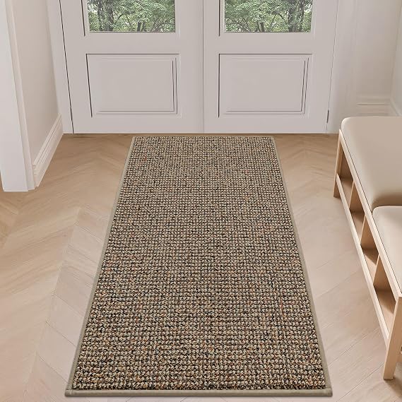 BEQHAUSE Dirt Trapper Door Mat 24" x 60", Non-Slip Washable Doormats, Beige