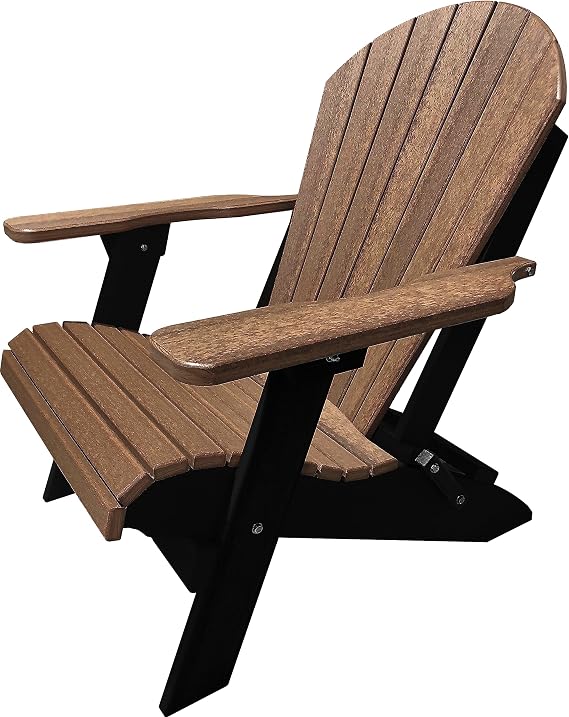 DuraWeather Poly Classic King Size Folding Adirondack Chair (Antique Mahogany on Black)