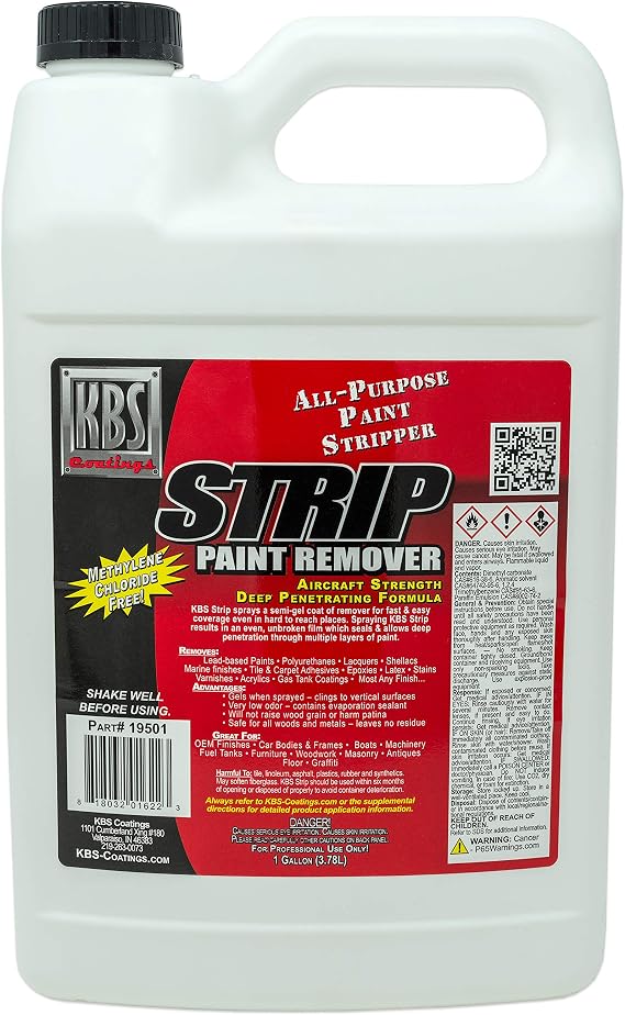KBS Strip Gallon - Paint Remover/Stripper Gel - Contains No Methylene Chloride - Clings To Vertical Surfaces