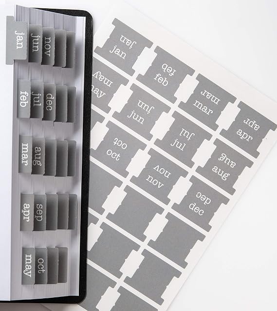 DiverseBee Laminated Monthly Tabs, 24 Stickers for Planners (Retro)