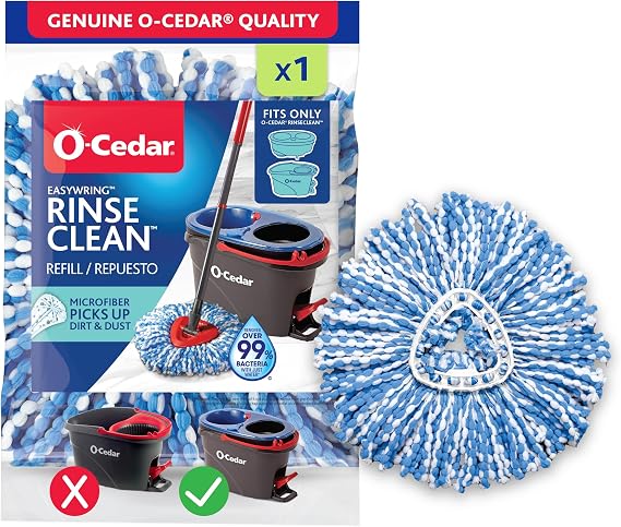 O-Cedar EasyWring RinseClean Spin Mop Microfiber Refill, 1-Pack, Blue