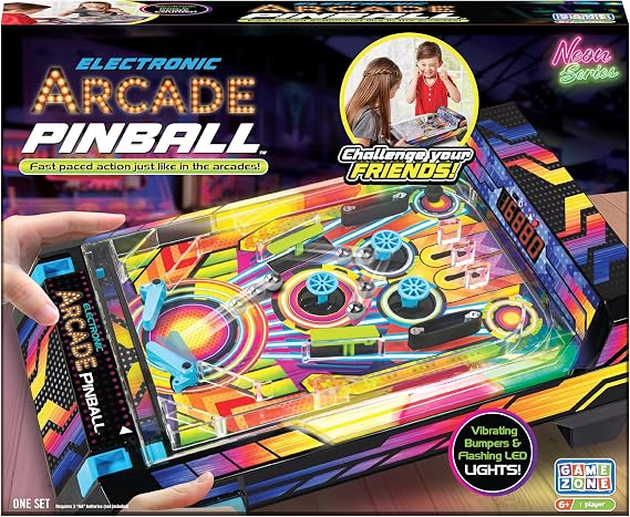 Game Zone Electronic Arcade Pinball for 1 Player at a Time, Ages 6+, Kids & Adults