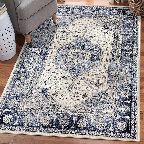 Luxe Weavers Distressed French Country Area Rug Ivory 5x7