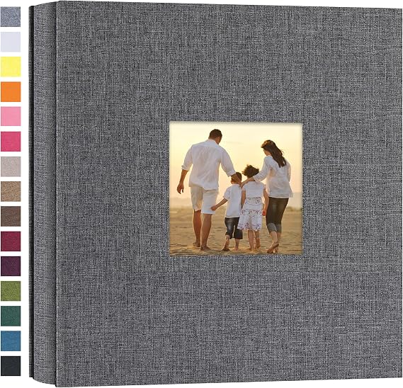potricher Photo Album 4x6 Pictures, 200 Pockets, Linen Cover, Gray