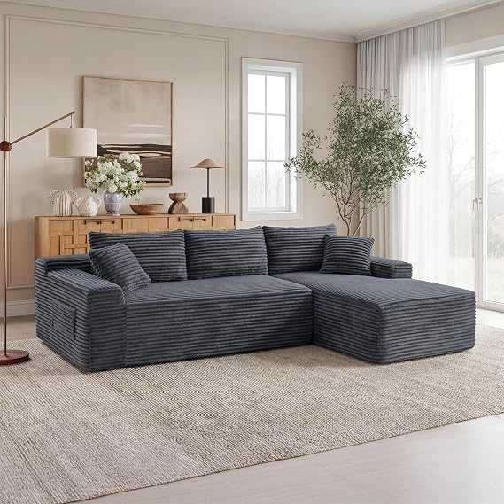 106Oversized Modular Sectional Sofa L Shaped Corduroy Couch