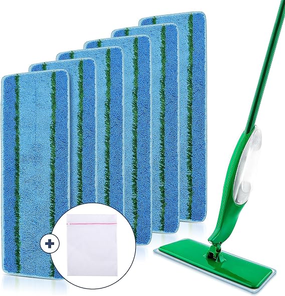 6 Pack Upgraded Refill Pad for Libman Freedom Spray Mop, Washable Microfiber Spray Mop Replacement Head, 6 Count Reusable Pads  1 Pcs Laundry Bags