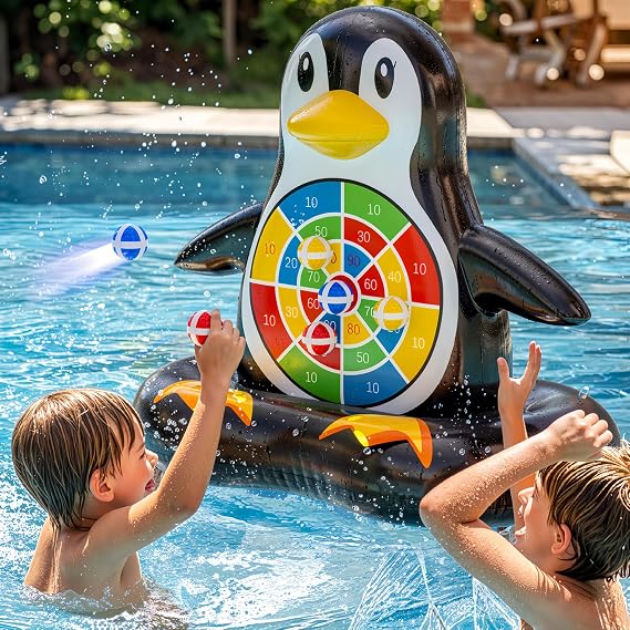 Inflatable Dart Board Toss Game, Fun Pool Toy for Kids & Adults