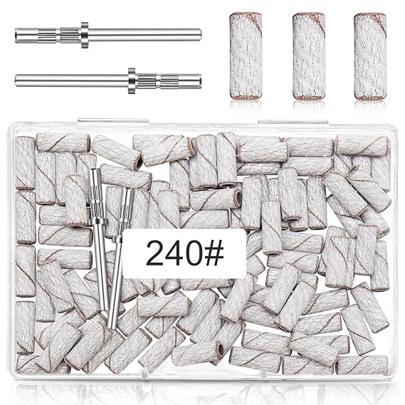 240 Grit Small Sanding Bands Nail Drill Bit, 100 Pcs 3.1 MM Mini Sanding Bands for Nail, Extreme Fine Grit, Aluminum Oxide, Silicon Carbide, White, Nail Drill Bits, Abrasives, Nail