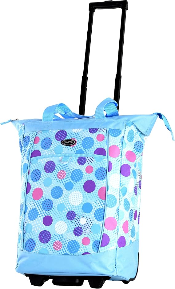 Olympia USA Fashion Rolling Shopper Tote, Blue Polka Dots