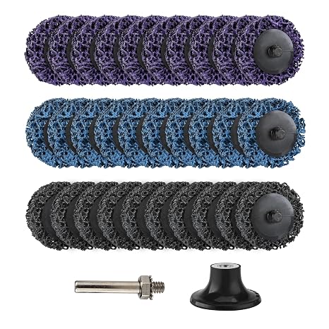 31 PCS Quick Change Easy Strip Wheel Set, 2 Inch Strip Discs with 1/4" Disc Pad Holder for Die Grinder Surface Strip Grind Polish Paint Rust and Oxidation Cleaning Removal(Mix Color)