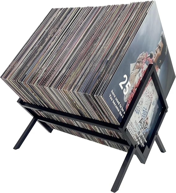 Vinyl Record Storage Holder - 12 inches 70 Album Holder Display Stand - Book and Record Album Storage - Album and LP Storage Organizer