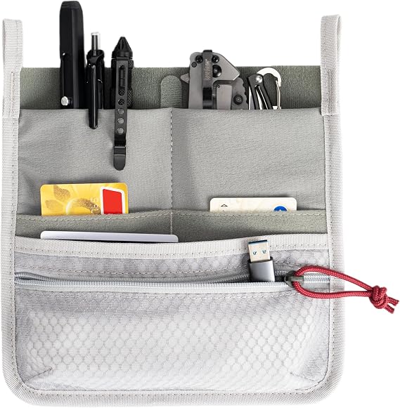 Multi Pocket Admin Organizer for Backpack, Hook and Loop Mesh Zipper Pouch