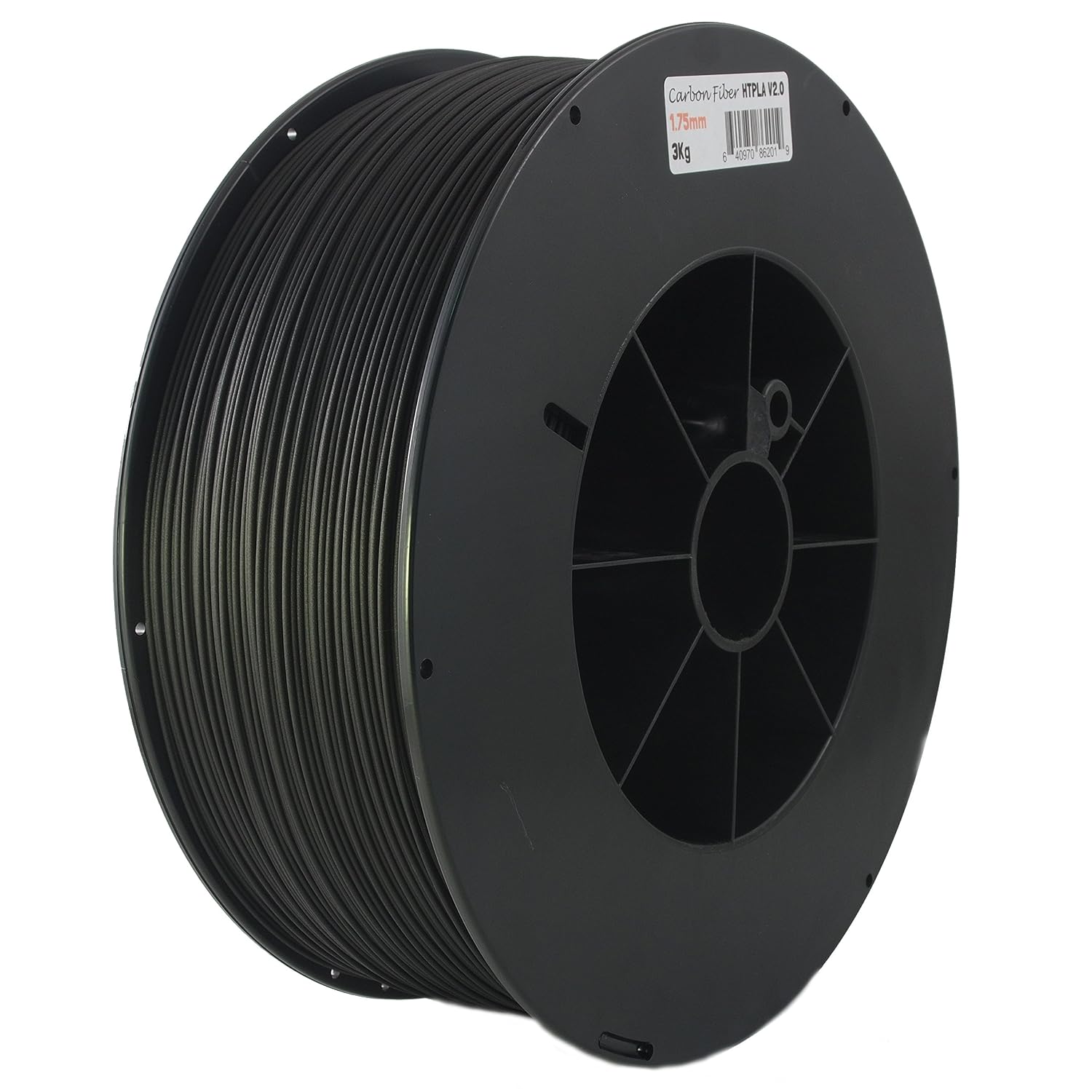 Protopasta 3D Printer Filament, PLA Filament 1.75mm, Black Carbon Fiber HT PLA, 3kg Spool