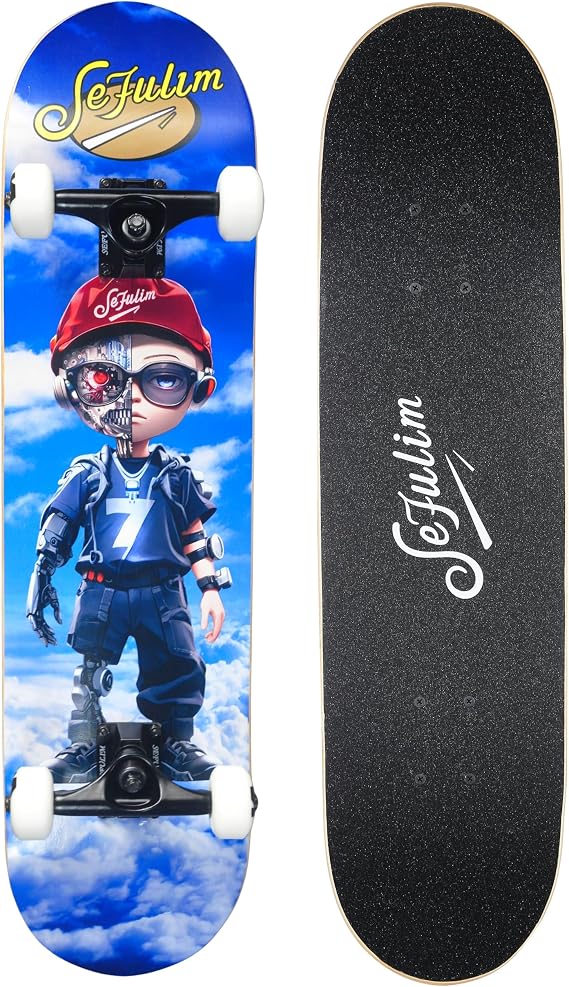 31x8 Standard Complete Maple Skateboard for Beginners & Pros