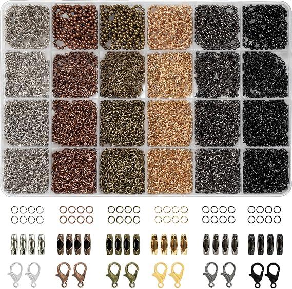 Ybxjges Chain for Jewelry Making, 78 Feet Jewelry Making Chains Kit with Jump Rings Lobster Clasps for DIY Jewelry Making Necklace Bracelet