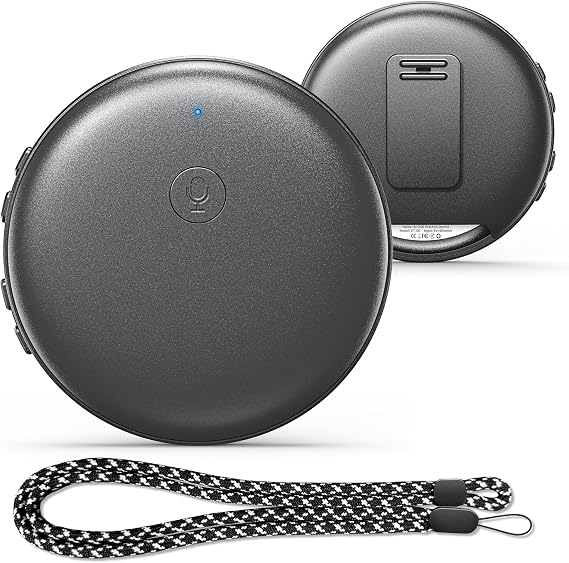 Language Translator Device, Wearable AI Translator, Real-Time, Gray