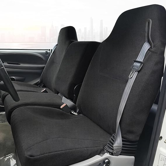 Front Seat Covers for Dodge Ram 1500 2500 3500 Quad Cab 1998-2002 40/20/40 Split Bench with Integrated Seatbelt Access Heavy-Duty 600D Oxford Fabric Waterproof Stain Resistant Black