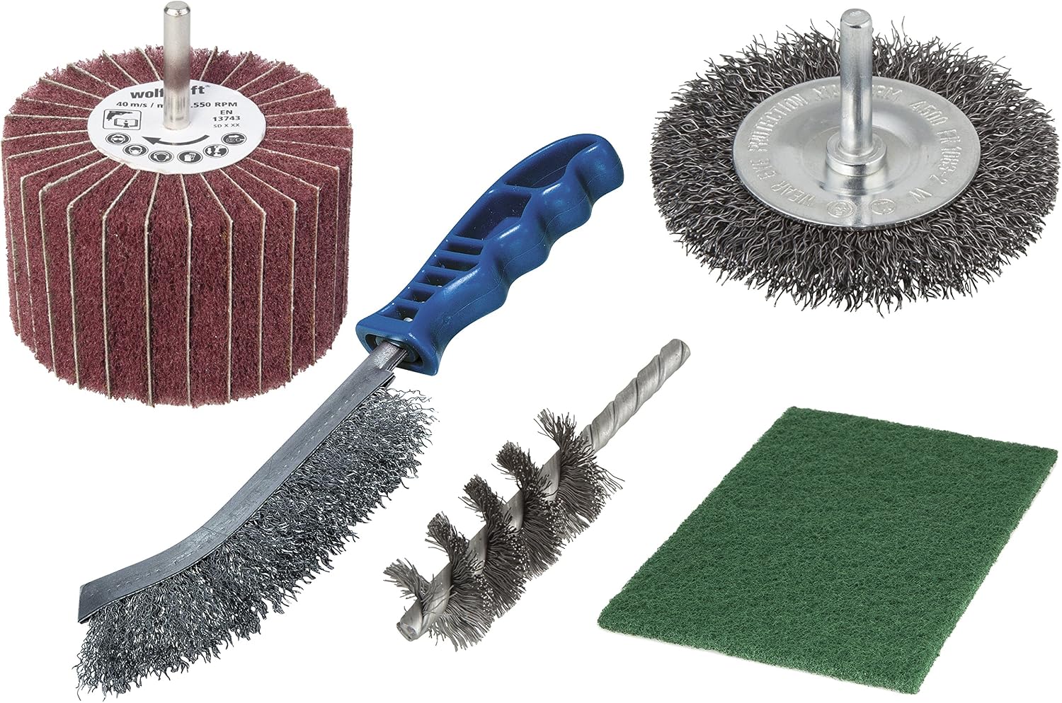 wolfcraft Metalworking Set, 5 Pcs. I 5641000 I The all-in-one set for refurbishing outdoor metal surfaces